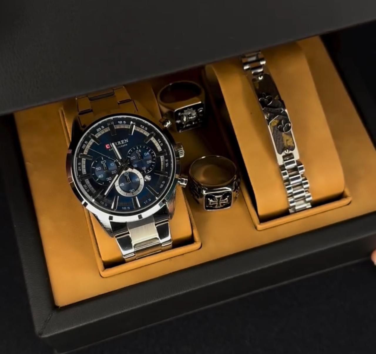 ⌚💍 Citizen Automatic Watch, Bracelet & Couple Rings Set 💎✨