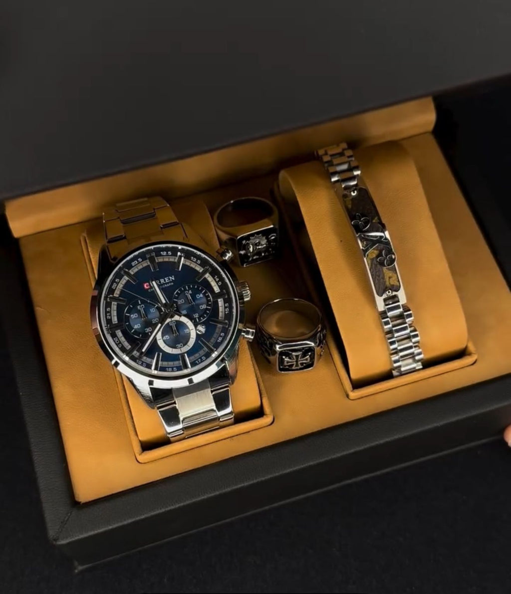 ⌚💍 Citizen Automatic Watch, Bracelet & Couple Rings Set 💎✨